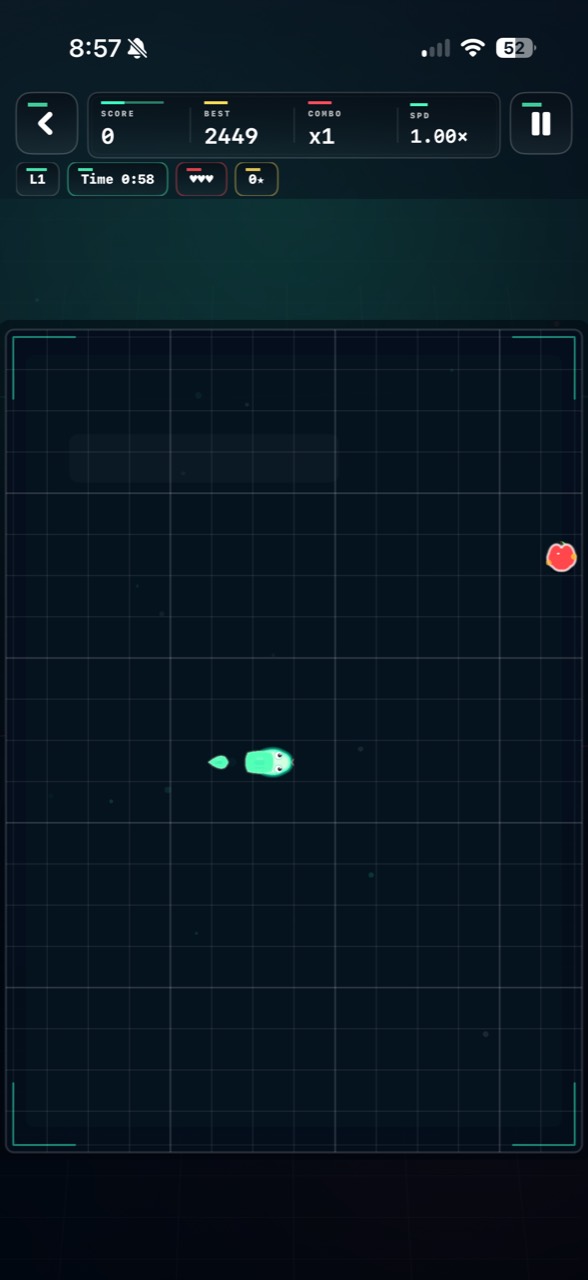 Snake Rush Arcade gameplay board