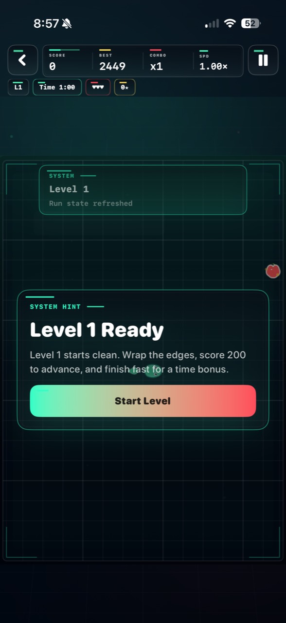Snake Rush Arcade level introduction